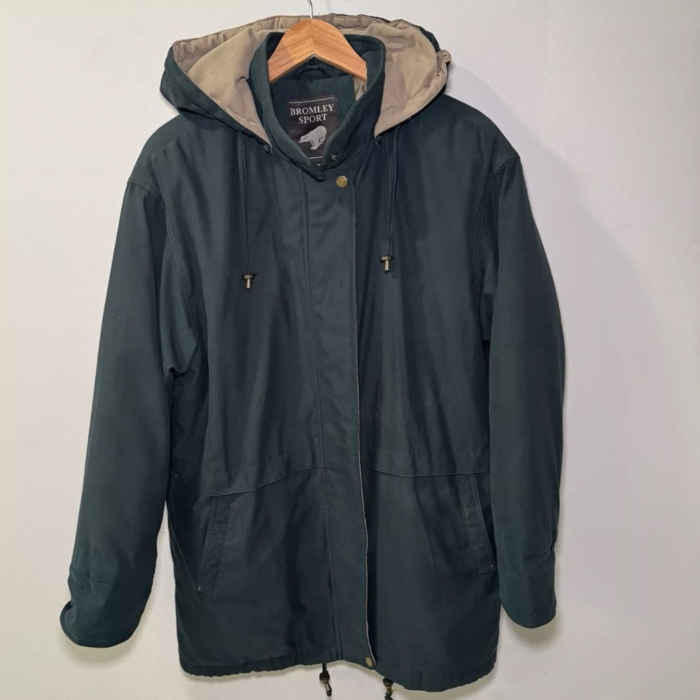 Bromley Sport Women's Green And Brown Hooded Barn Coat Jacket Size Small